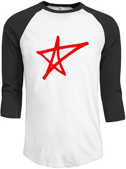 T-Shirt Manga 3/4 Raglan Doze Desenho Simples Estrela Vermelha