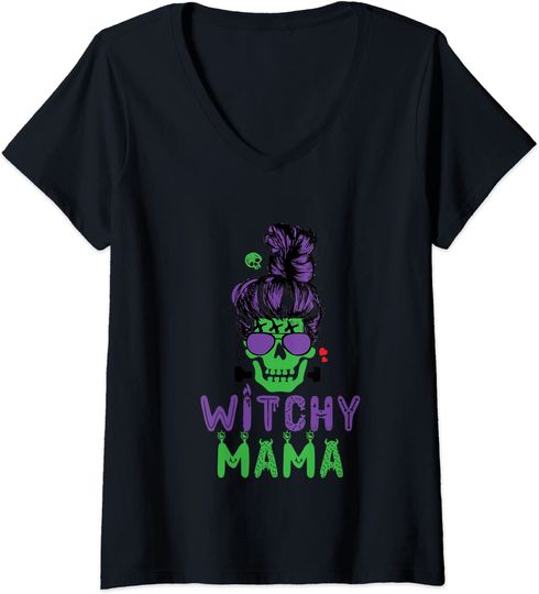 Discover Witchy Mama 31 Halloween Shirt Skull Witch Mom Women Spooky T-shirt