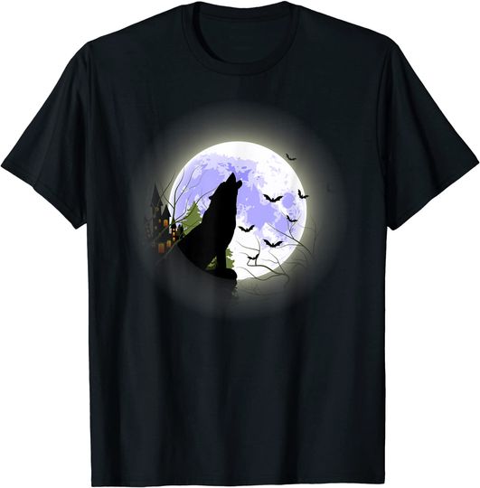Discover Wolf Full Moon On Halloween Howling T-Shirt