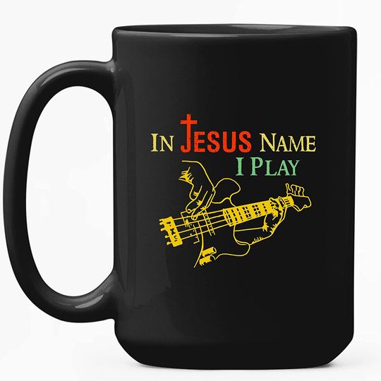Discover Vintage Guitar In Jesus Name I Play Mug
