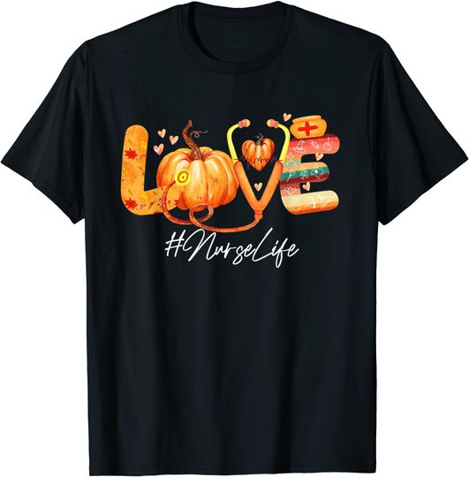 Discover Love Nurse Life Pumpkin Fall Autumn Thanksgiving T-Shirt