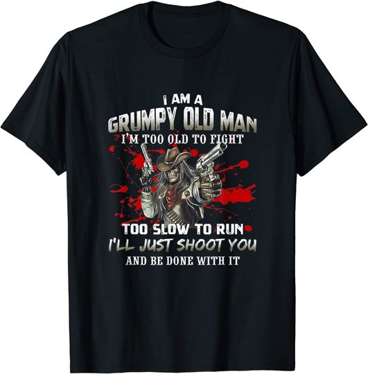 Discover Grumpy Old Man Too Old To Fight Funny Veteran Dad Father T-Shirt