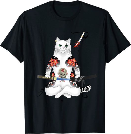 Discover Samurai Cat Katana Ninja Yakuza Tattoo T-Shirt