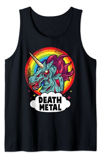 Discover Death Metal Unicorn Rainbow Rocker Emo Zombie Tank Top