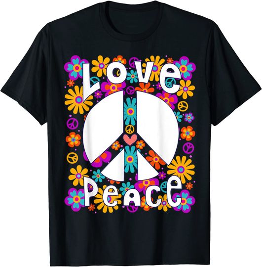 Discover PEACE SIGN LOVE Shirt 60s 70s Tie Dye Hippie Costume Gift T-Shirt