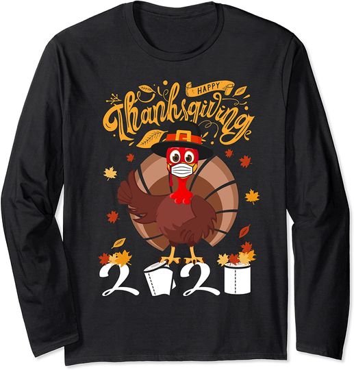 Discover Happy Thanksgiving Turkey Face Mask Quarantine Long Sleeve