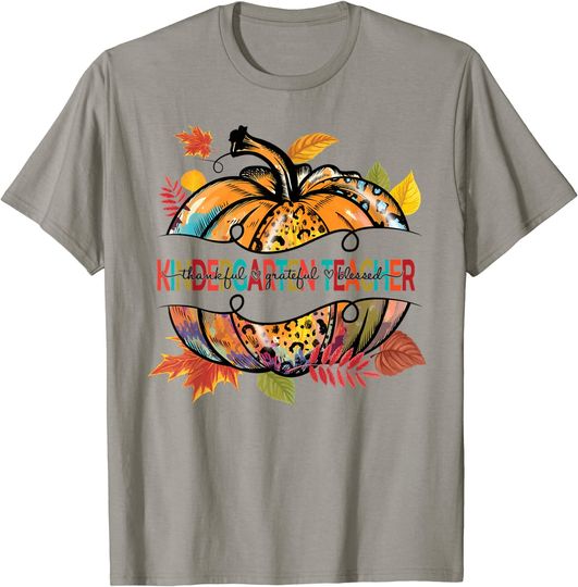 Discover Fall Thankful Kindergarten Teacher Costume Gratitude Pumpkin T-Shirt