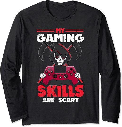 Discover My Gaming Skills Are Scary Halloween Long Sleeve