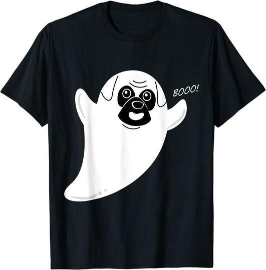 Discover Cute Cartoon Ghost Pug Costume Easy Dog Halloween T-Shirt