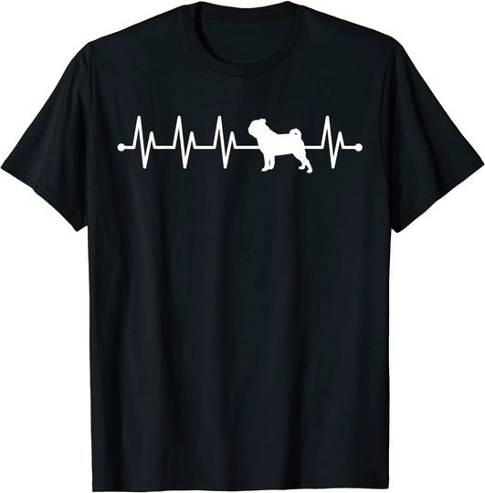 Discover Pug Heartbeat ECG For Dog Owner T-Shirt
