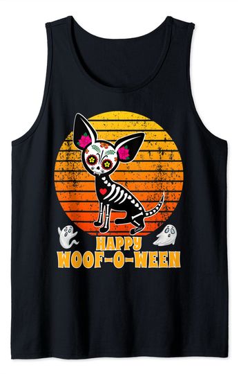 Discover Happy Halloween Dog Chihuahua Skull Tank Top