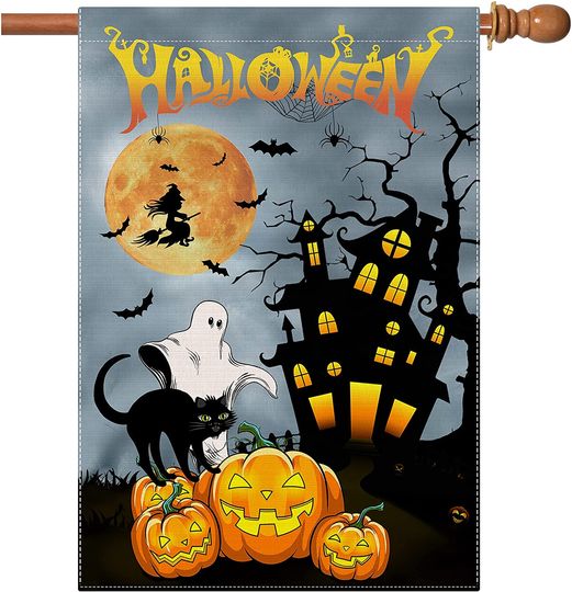 Discover Halloween House Flag