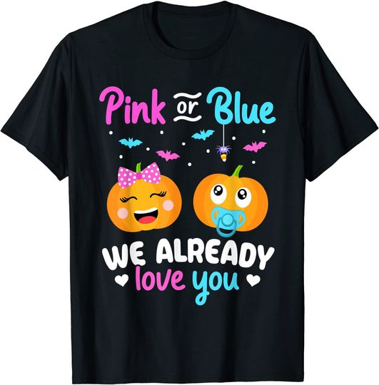 Discover Gender Reveal Halloween Pregnancy Announcement Pink or Blue T-Shirt