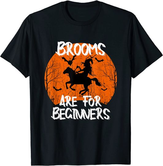 Discover Design idea Horses Witch Halloween Brooms Are For Beginners T-Shirt