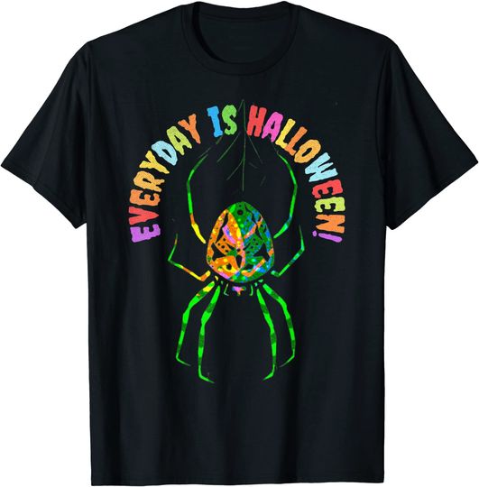 Discover Everyday Is Halloween Creepy Spider Rainbow Distressed T-Shirt