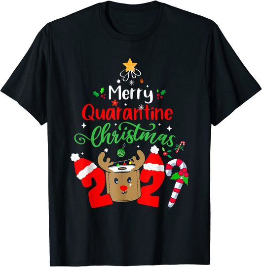 Discover Merry Quarantine Christmas 2021 Pajamas Family Matching Xmas T-Shirt