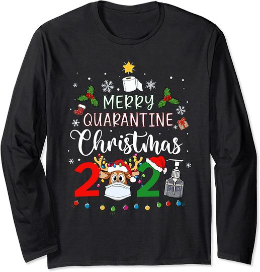 Discover Merry Quarantine Christmas 2021 Reindeer Boys Kids Xmas Long Sleeve T-Shirt