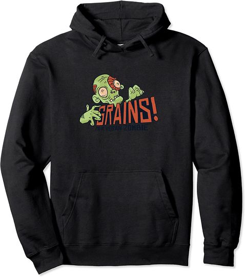Discover Grains Vegan Zombie Vegetarian Joke Pullover Hoodie