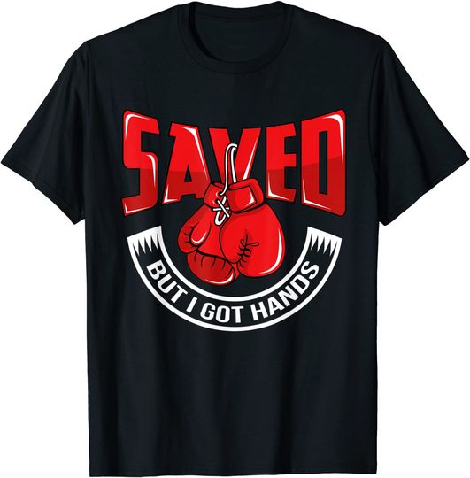 Discover Saved But I God Hands Red Boxing Gloves T-Shirt