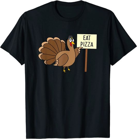 Discover Turkey Eat Pizza Adult Vegan Kids Funny Thanksgiving T-Shirt
