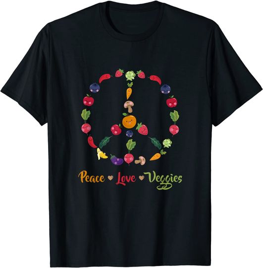 Discover Peace Love Veggies Vegetarian T-Shirt