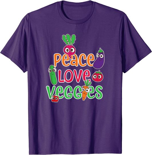 Discover Peace Love Veggies Vegan Veganism T-Shirt
