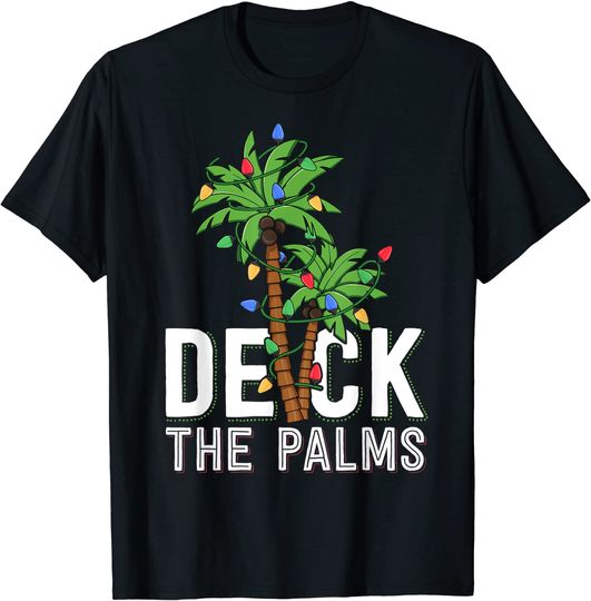 Discover Deck The Palm Tree Lights Tropical Hawaii Family Christmas T-Shirt