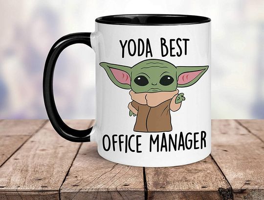 Caneca de Cerâmica com Cor Interna Yoda Best Office Manger 325ml