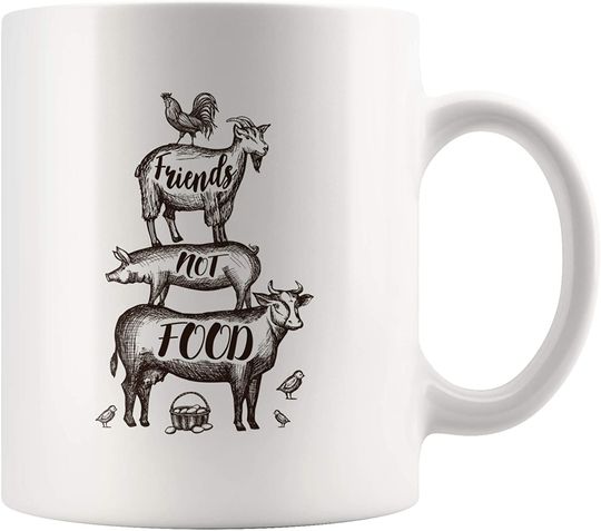 Discover Friends Not Food Vegan Vegetarian Friends Mug