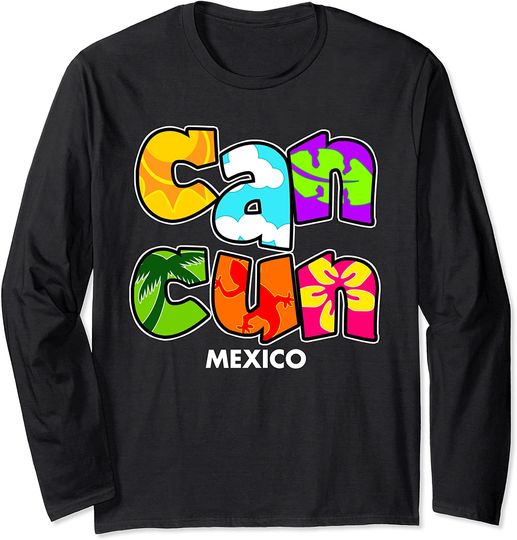 Discover Cancun Mexico Souvenir Gift Spring Break Summer Vacation Long Sleeve