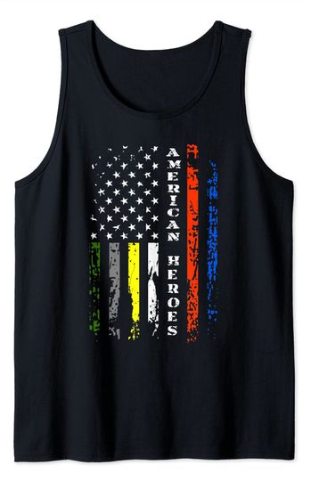 Discover Thin Line First Respondes Patriotic American Flag Gift Tank Top