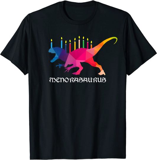 Discover Menorasaurus Funny Hanukkah Menorah Dinosaur T shirt Kids