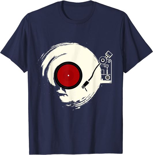 Discover Vintage Vinyl Record Player Sketch Drawing T-Shirt