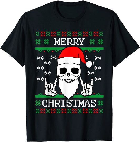 Discover Gothic Christmas Ugly Skull Rock Christmas Gift T-Shirt