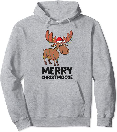 Discover Merry Christmoose Christmas Xmas Moose Santa Hat Moose Pullover Hoodie