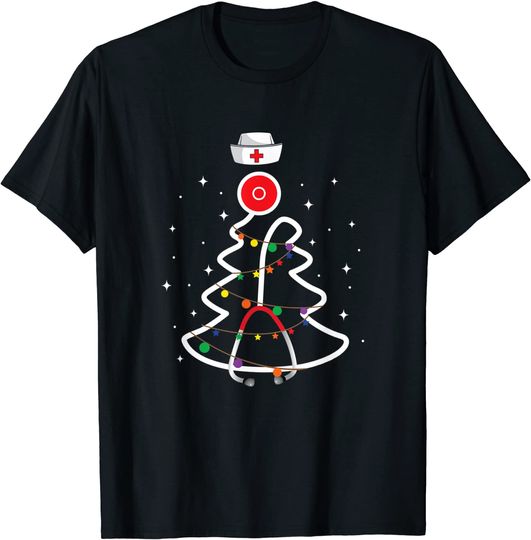 Discover Christmas Nurse Stethoscope Christmas Tree Nurse T-Shirt