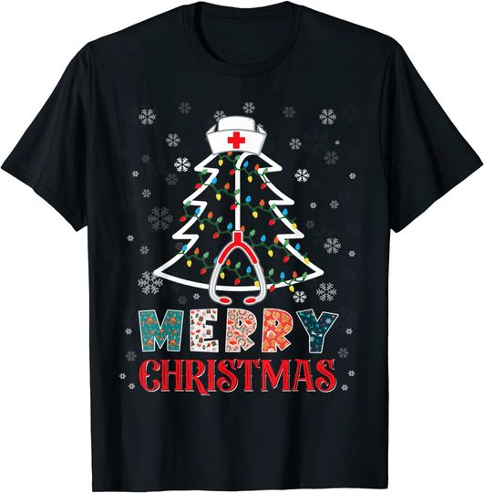 Discover Christmas Nurse Nursing Cute Health Worker Merry Christmas T-Shirt