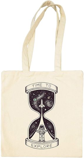 Sacola de Pano Clássica Astronauta Time To Explore Cosmic Astronaut Hourglass