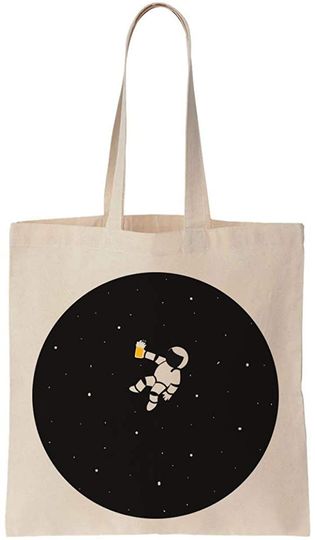 Sacola de Pano Clássica Astronauta  Astronaut Drinking Beer In A Space Cotton