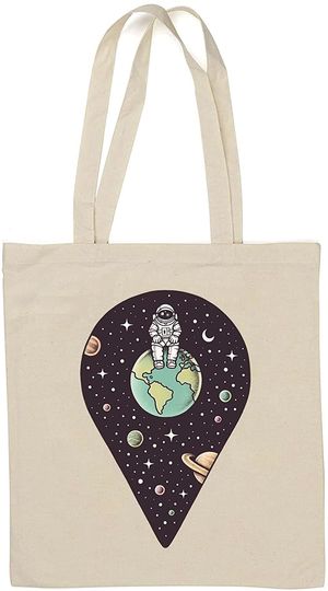 Sacola de Pano Clássica Astronauta Your Location You are Here Astronaut Earth Graphic - Bolso de mano ,
