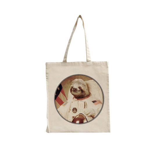 Sacola de Pano Clássica Astronauta Astronaut Sloth In Space Cute Animal Spaceman Reusable Cotton Feel Polyester Tote Shopping Shoulder Bag Internet Meme Unique Gift