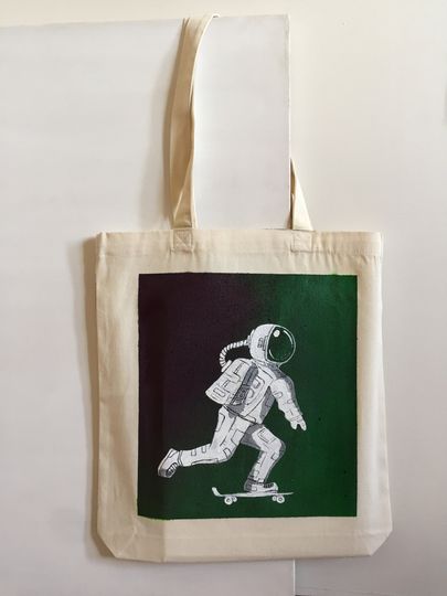Sacola de Pano Clássica Astronauta Astronaut and Skate