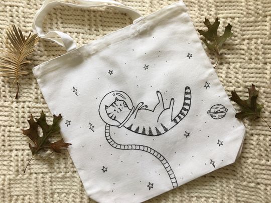 Sacola de Pano Clássica Astronauta Astro Kitty