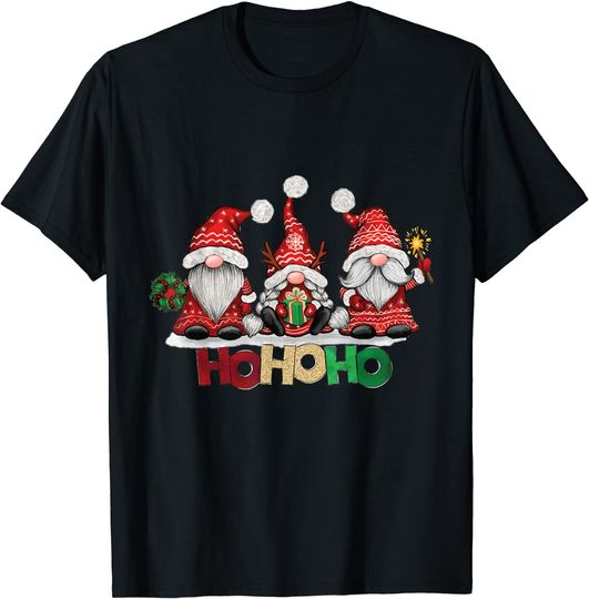 Discover Christmas Santa Three Gnomies Hohoho T-Shirt