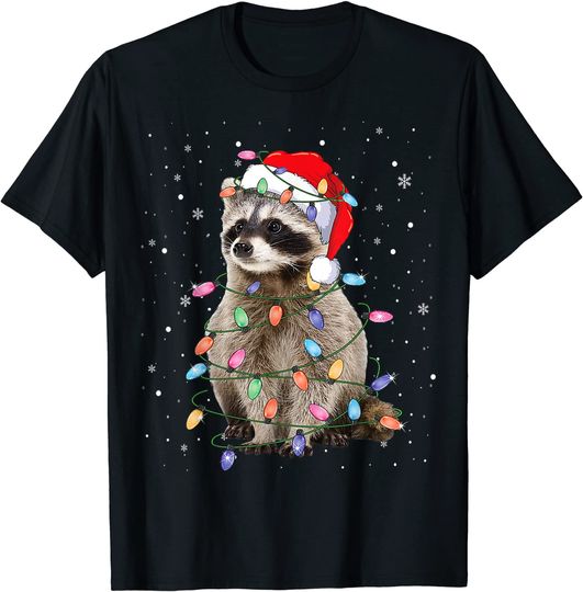 Discover Raccoon Christmas Tree Lights T-Shirt