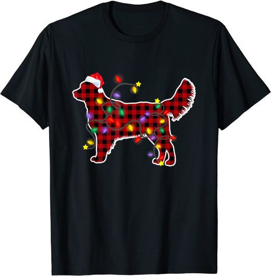 Discover Red Plaid Golden Retriever Christmas T-Shirt