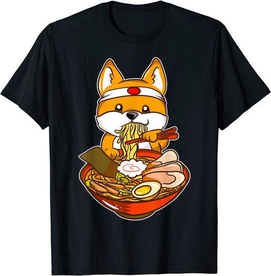 Discover Kawaii Japanese Anime Shiba Inu Ramen T-Shirt