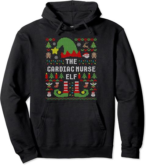 Discover The Cardiac Nurse Elf Ugly Christmas Matching Family Group Pullover Hoodie