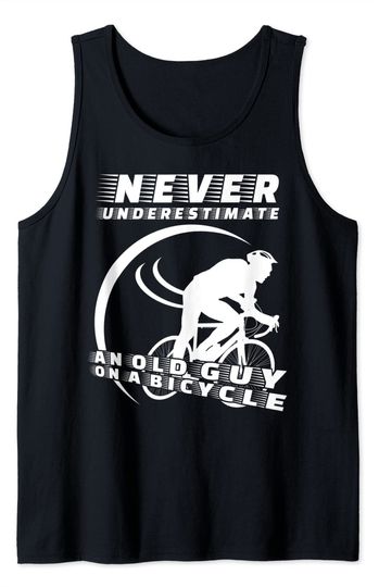 Discover Mens Never Underestimate An Old Guy on a Bicycle Tank Top