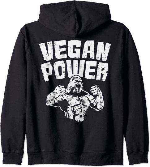 Discover Vegan Power Gorilla Weight Lifting Gym Fit Men Muscle Zip Hoodie